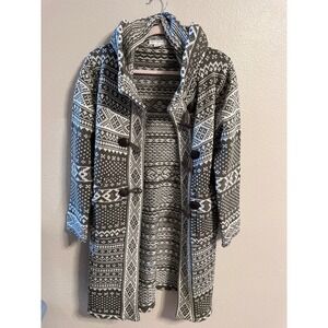 Cotton On Hooded Cardigan Sweater‎ Coat Aztec Print Toggle Closure Size M